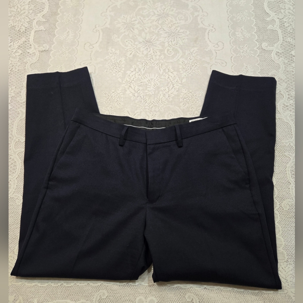 Haggar Mens Dress  Straight Slim Pants 36x30 Blue Business Causal Busines - Picture 2 of 8